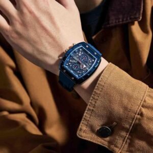 Giordano Square Dial Multifuncational Watch for Men with Stylish Design, Waterproof, Date Display & Silicone Strap