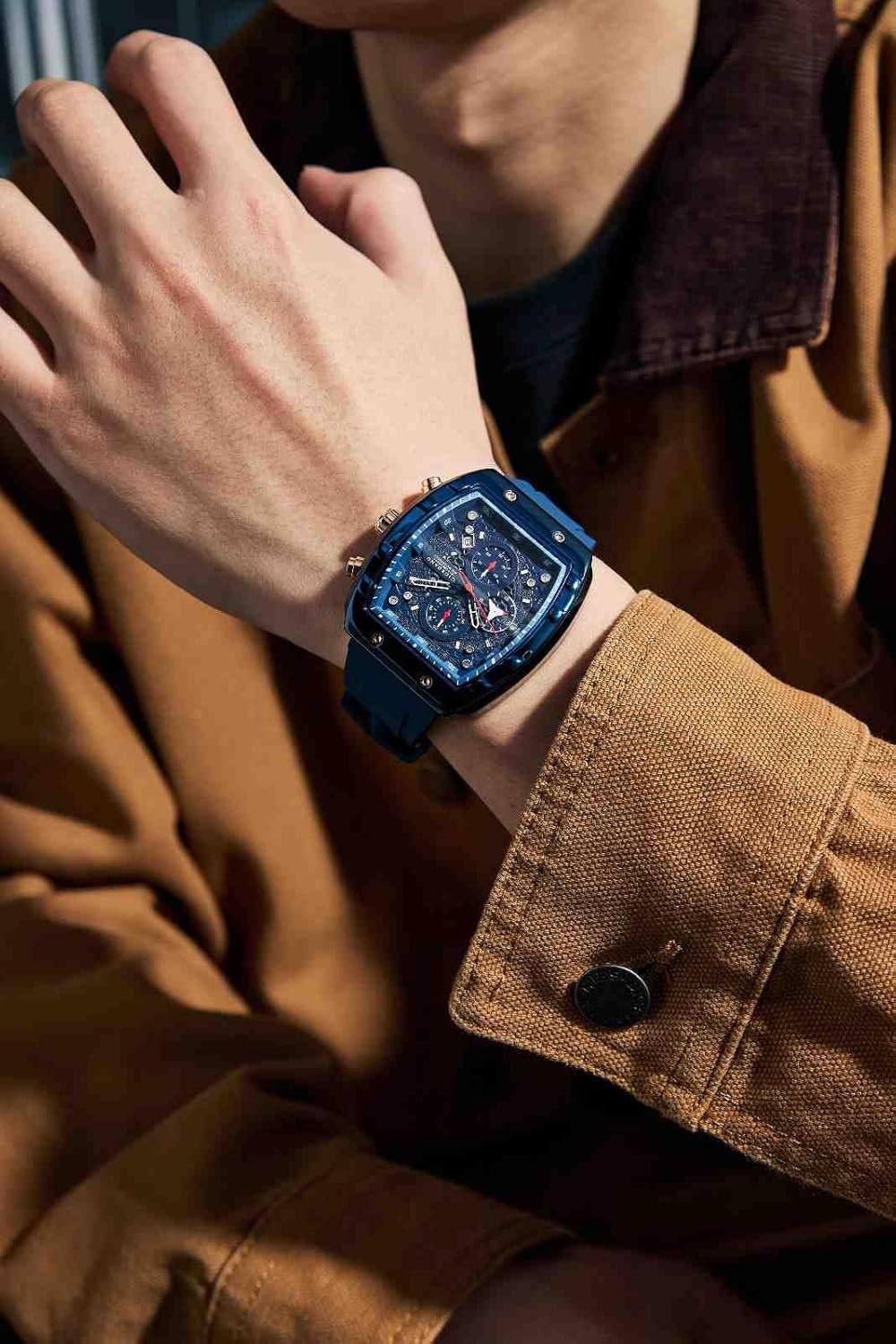 Giordano Square Dial Multifuncational Watch for Men with Stylish Design, Waterproof, Date Display & Silicone Strap