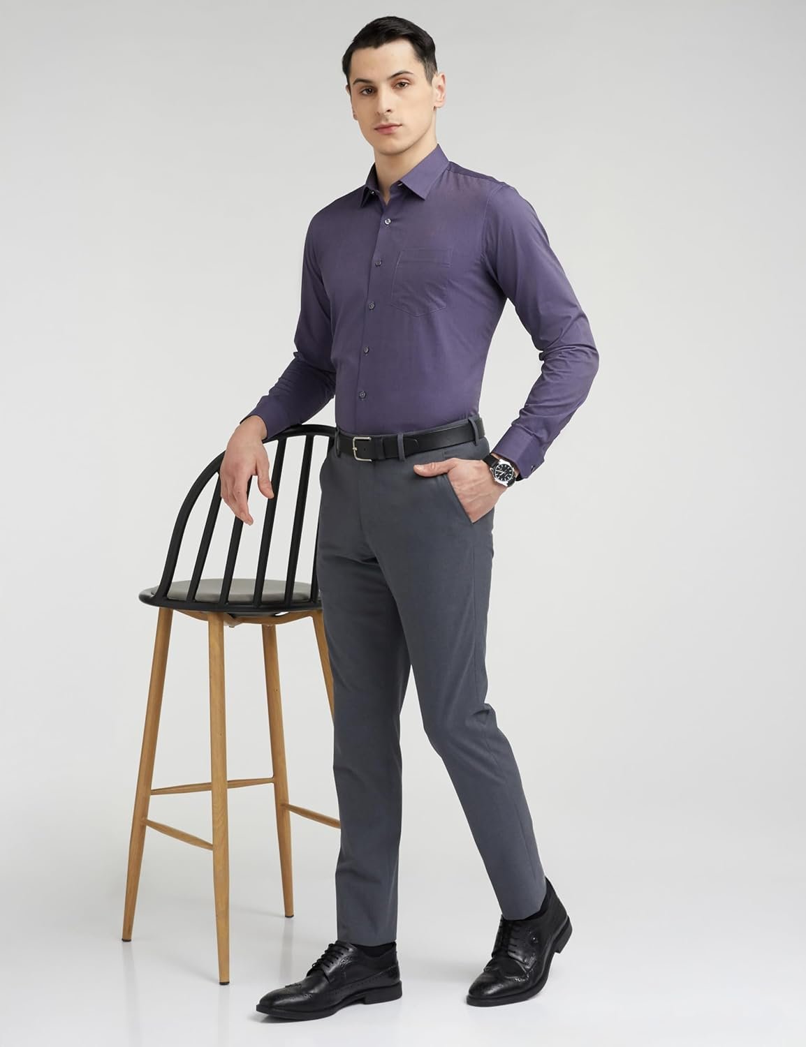Van Heusen Solid Formal Shirt for Men| Premium Cotton| Full Sleeves| Slim Fit |Breathable Fabric - Image 3