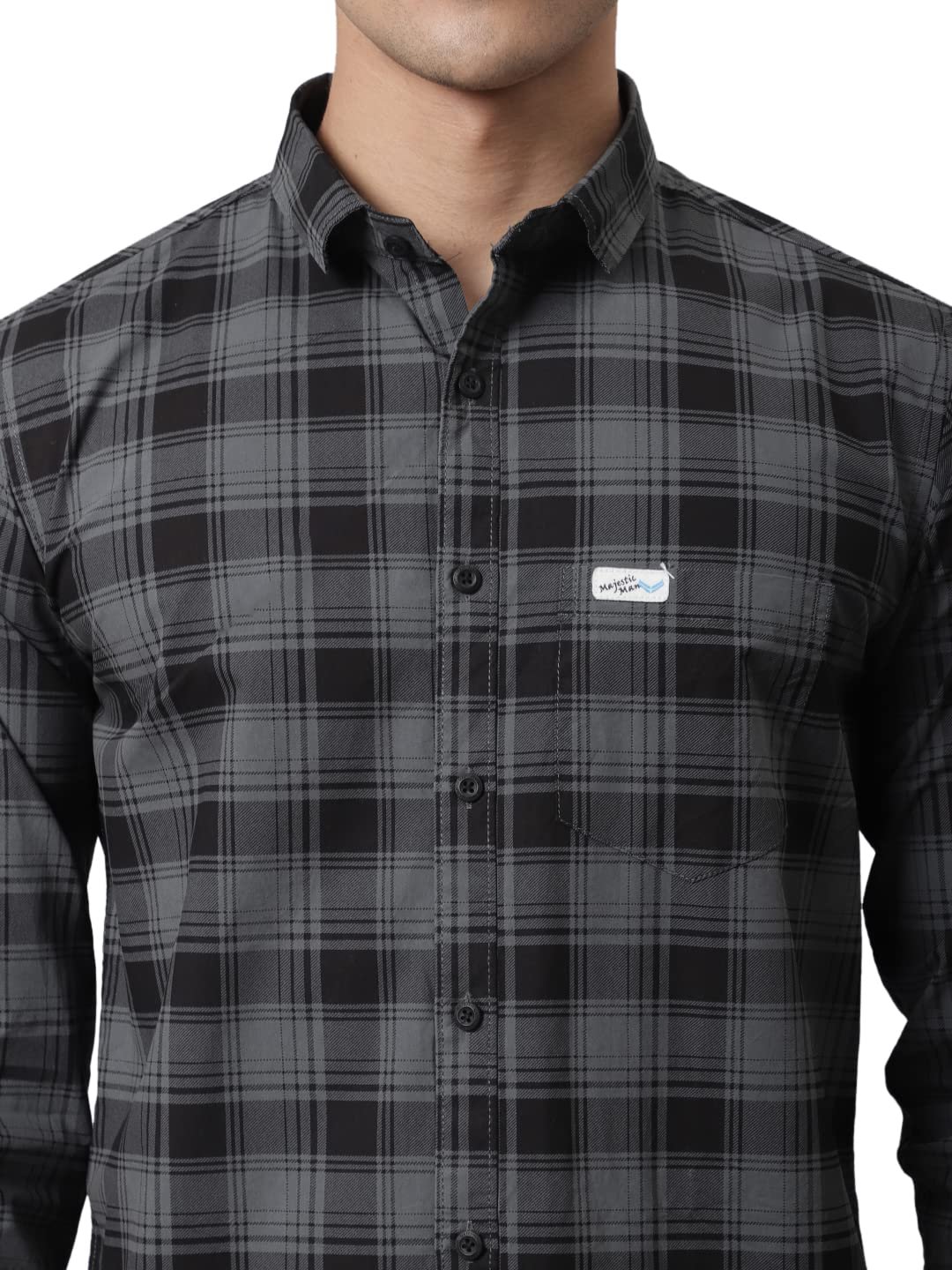 Majestic Man Cotton Checkered Slim Fit Casual Shirt For Men - Image 6