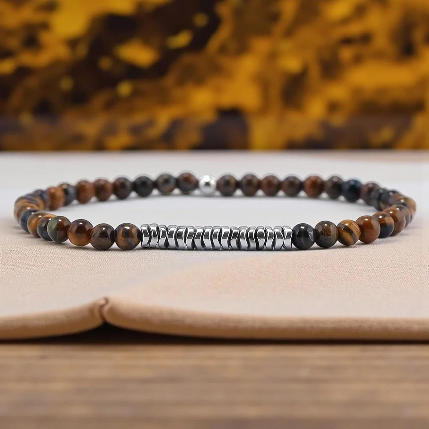 Soultheory Natural Stone Beaded Bracelet for Men & Women | 4mm Gemstone Wristband with Hematite Accent Bracelet for Balance, Harmony & Positive Energy - Image 2