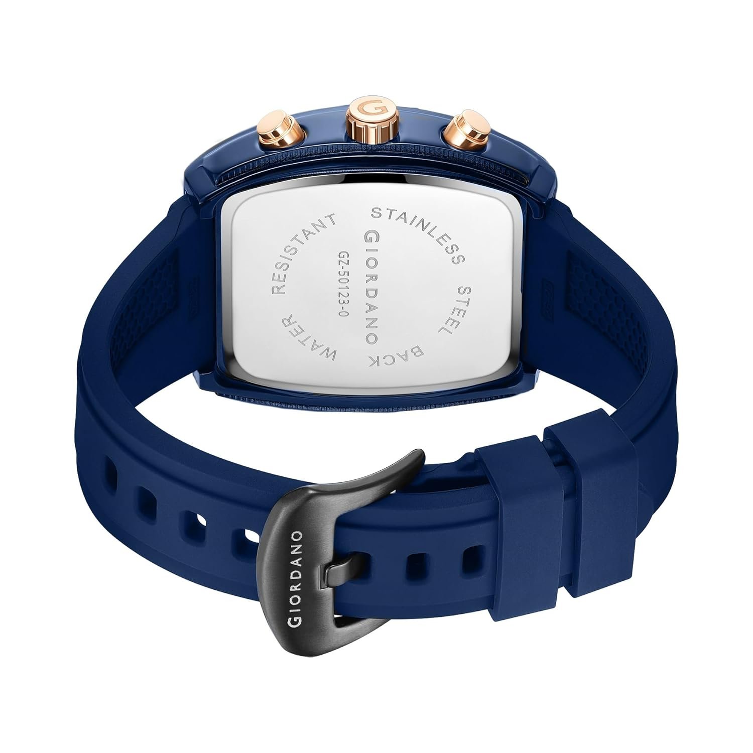 Giordano Square Dial Multifuncational Watch for Men with Stylish Design, Waterproof, Date Display & Silicone Strap - Image 3