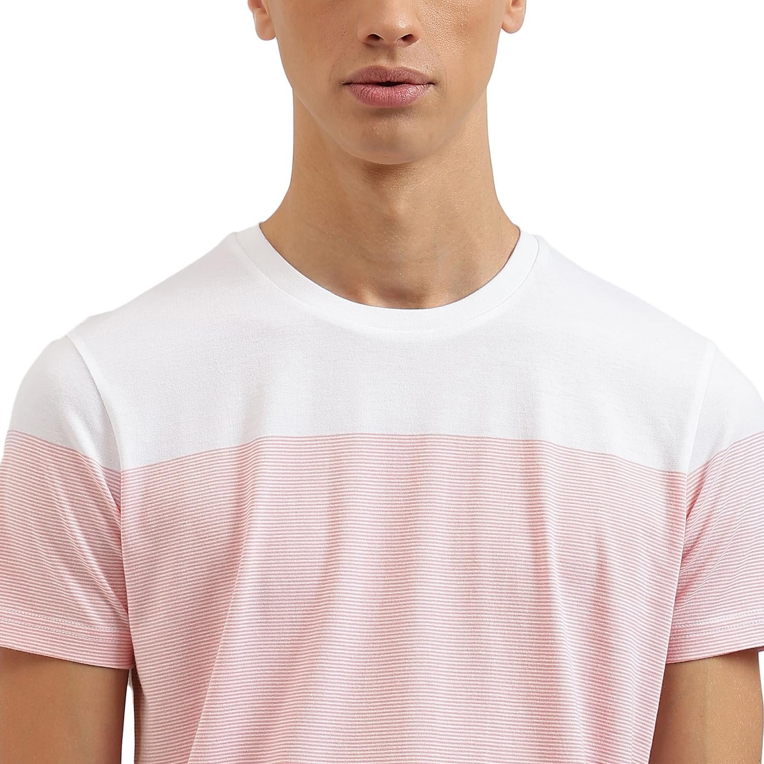 United Colors of Benetton Regular Fit Crew Neck Striped T-Shirt (Size L)-24A3096J3618I901 White - Image 5