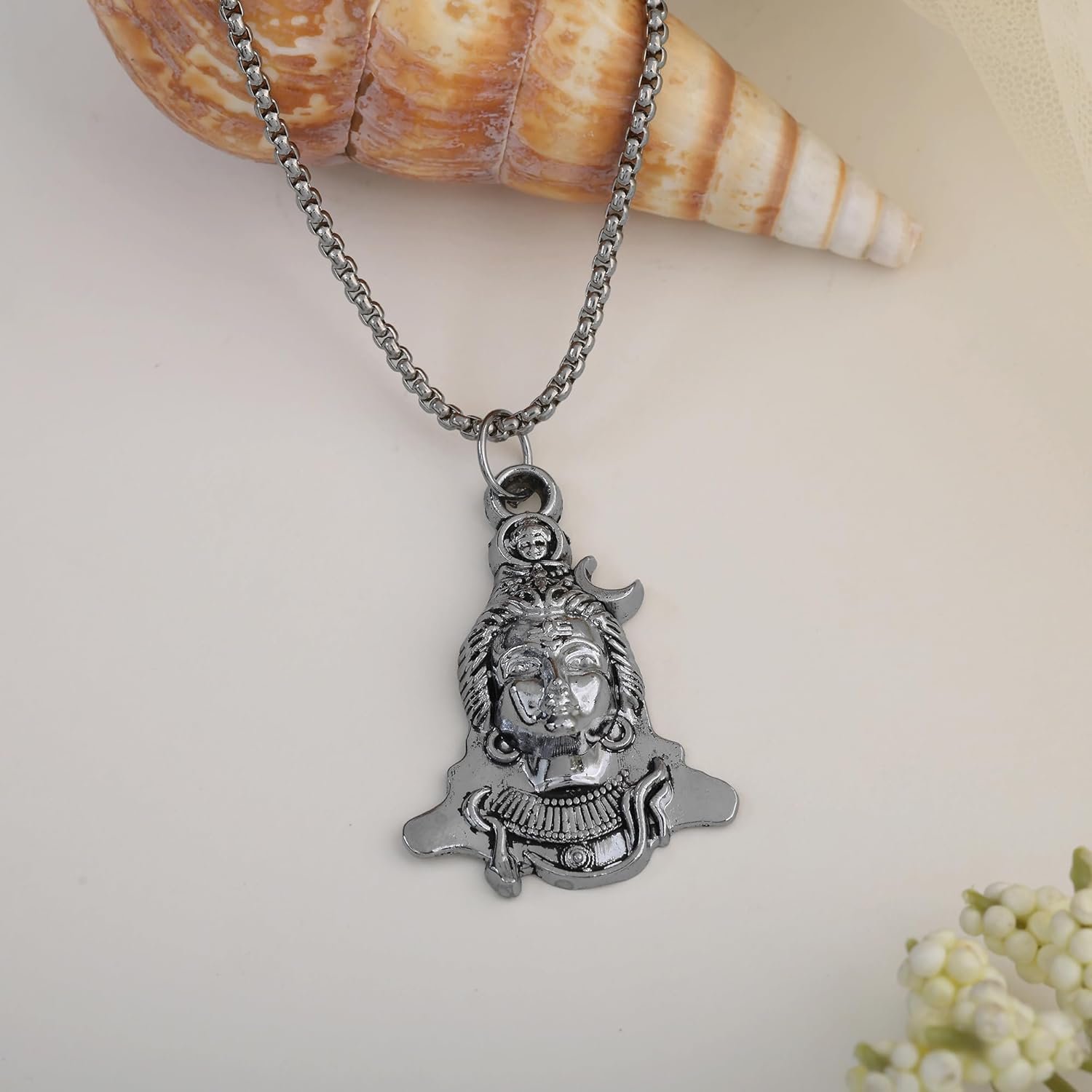 Mahadev Lord Shiva Locket with Chain for Men & Women: Oxidized Silver Plated Mahakal Lord Shiva Pendant – Auspicious & Protective Jewelry for Daily Wear – OSAK046-IROX PENDANT - Image 3