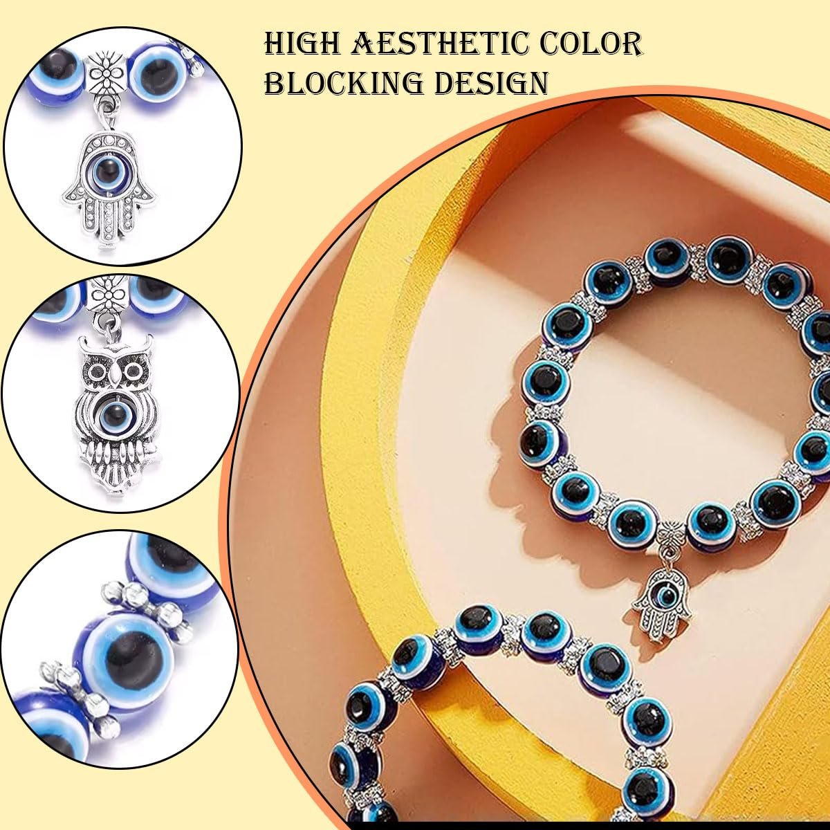2Pcs Evil Eye Bracelet, Stylish Bracelet for Girls and Women, Blue Evil Eye Bracelets, Fashion Jewelry for Men and Women, 18 cm Circumference, Gift for Birthday - Image 4