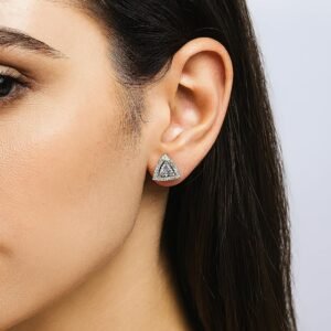 RUKMI Silver CZ Stone Triangle Solitaire Top – Sparkling Pendant for Women & Girls – Stylish Fashion Jewellery Gift | STYLE 1