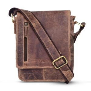 Amazon Brand – Solimo Texas Genuine Leather Messenger Crossbody Sling Bag for Men & Women Adjustable Strap Upto 60 Inches