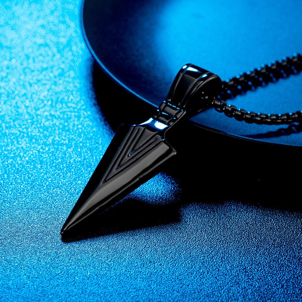 UNAPHYO Men's Stainless Steel Arrowhead Necklace Viking Warrior Spear Head Charm Chain Pendant for Men - Image 2
