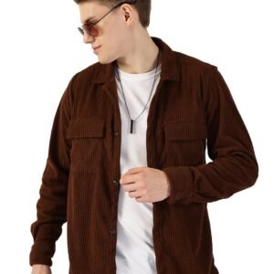 Thomas Scott Men’s | Corduroy | Full Sleeve | Oversized Fit | Cotton Polyester Blend | Spread Collar | Casual Shirt