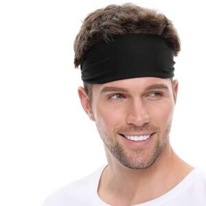 Boldfit Headband for Men & Women – Premium Head Band Strapless Sports Sweat Band for Gym, Runnig, Tennis, Badminton and Other Sports – Unisex Wearability Hair Band with Non-Slip & Quick Drying Head Bands for Long Hair – Black, Pack of 1