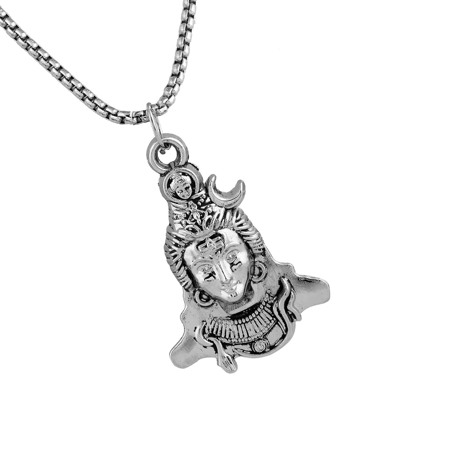 Mahadev Lord Shiva Locket with Chain for Men & Women: Oxidized Silver Plated Mahakal Lord Shiva Pendant – Auspicious & Protective Jewelry for Daily Wear – OSAK046-IROX PENDANT - Image 4