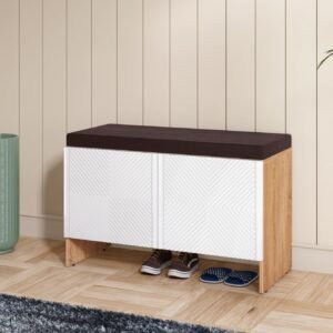 Rocco Trudo Modular Shoe Cabinet (12 Pair Seat Cabinet) White, Engineered Wood