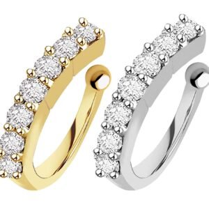 VAMA FASHIONS Clip on Nosepin Without Piercing Pressing Type Nose rings Stud for Women – Combo 2pcs Gold & Silver
