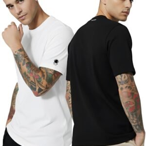 PeaceOut Men’s 100% Cotton T-Shirt Combo Pack (Black & White) | Soft, Breathable, Regular Fit | Round Neck, Half Sleeves | Ideal for Daily & Summer Wear​