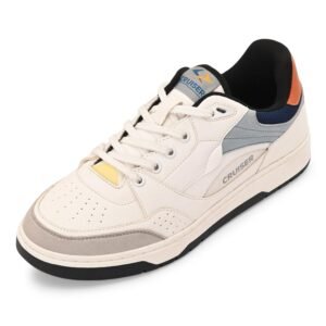 Cruiser White Sneaker for Men | Lightweight & Comfortable | Stylish Lace-Up Casual Footwear with Cushioned Insole |Classic Canvas Sneakers for Effortless Style | Perfect for Versatile Outfits (2632)