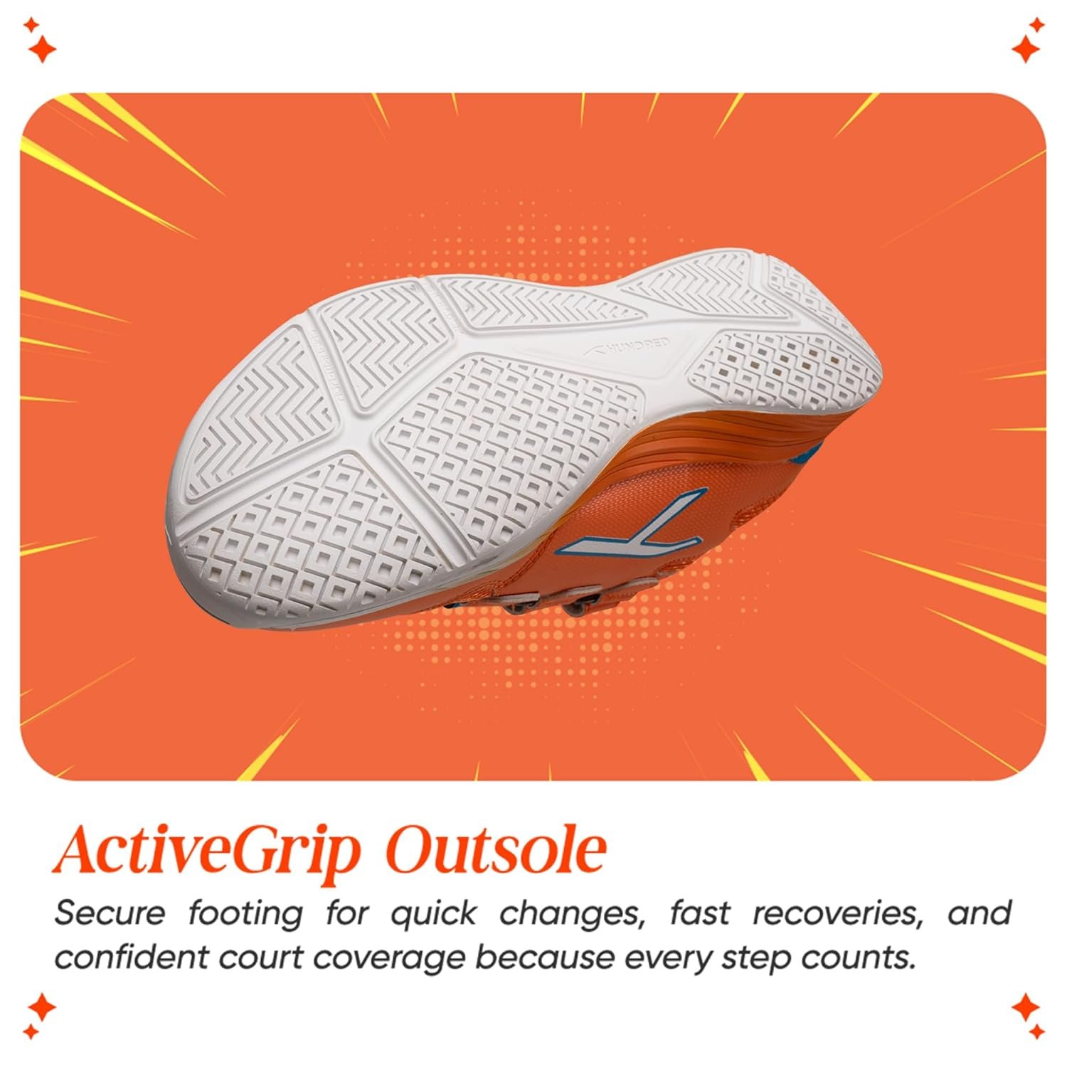 Hundred Court Champions Unisex Non-Marking Court Shoes | Badminton, Pickleball, Table Tennis & Other Indoor Sports | Lightweight, Cushioned GripOrange/Blue/White ; UK 3 - Image 4