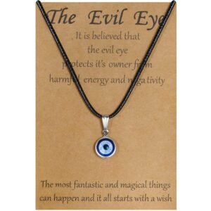 VIBILIA Evil Eye Necklace Sun Pendant Turkish Blue Eye Protection Lucky Necklaces Jewelry Gifts for Men Women (Sun) – Silver