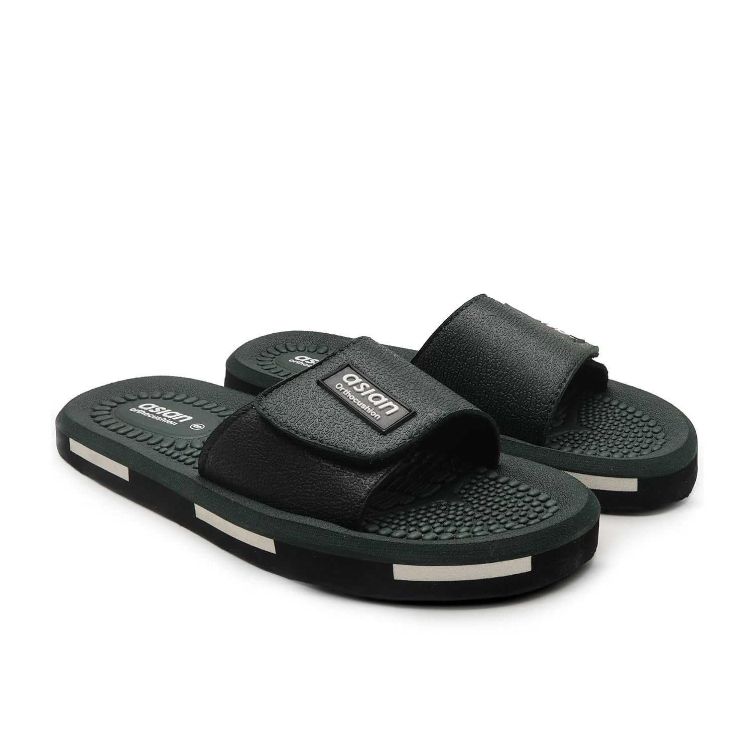 ASIAN Men’s AFG-707 EVA Ortho Slippers | Orthocushion Pain Relief Slides with Soft Strap | Lightweight Slides for Daily Use