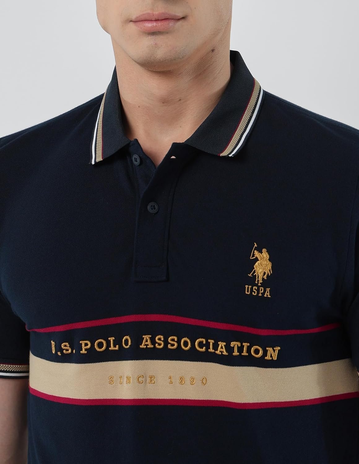 U.S.Polo Association Men's Brand Embroidered Slim Fit Polo Shirt (USTSH3135_Blue_2XL) - Image 7