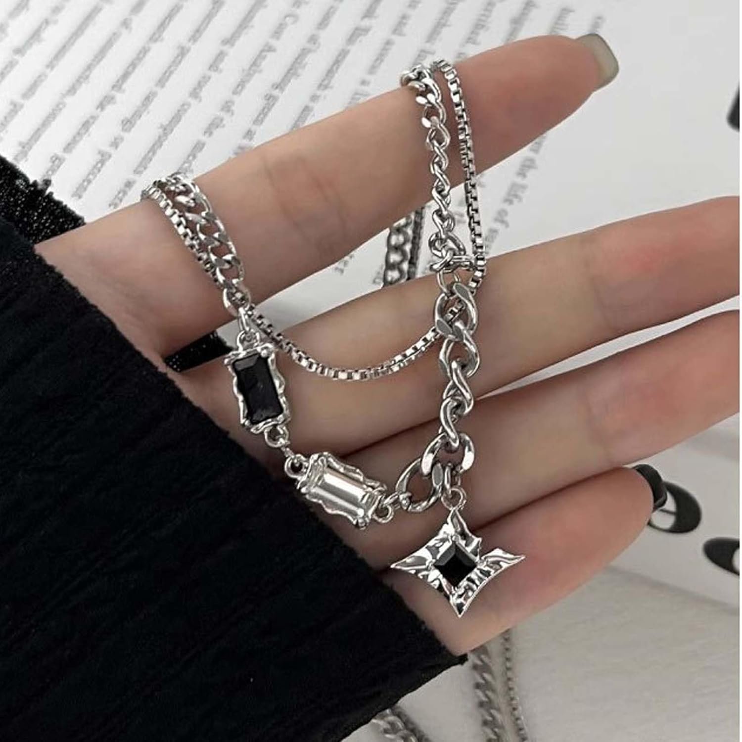 Gothic Jewellery, Crescent Moon and Star Necklace with Chain Bracelet for Men, Punk Accessories, Gothic Bracelet for Men, Unisex Fashion Statement - Image 6