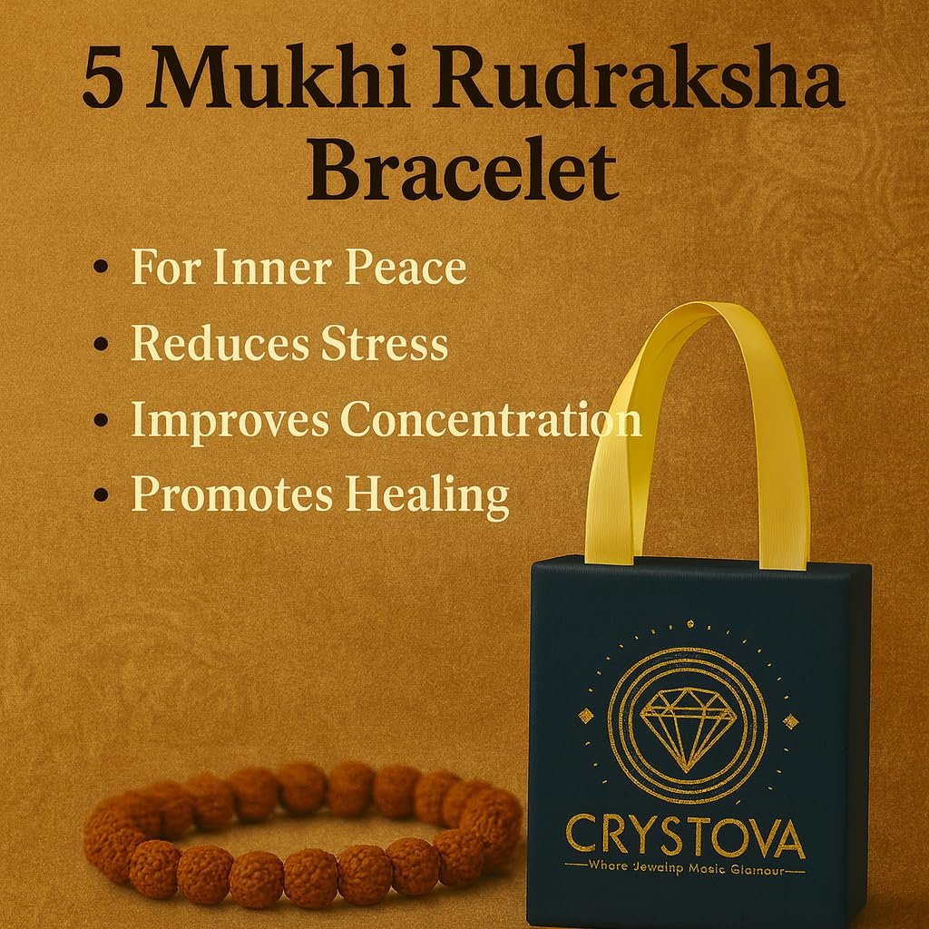GemAura Collection – Natural 5 Mukhi Rudraksha Bead Bracelet for Men & Women | Zodiac Bracelet for Aries, Taurus, Gemini, Cancer, Leo, Virgo, Libra, Scorpio, Sagittarius, Capricorn, Aquarius & Pisces | Designed to Support Inner Calm, Mental Focus, Positive Energy & Mindfulness | Handmade Spiritual Bracelet | Stretchable 7-Inch Unisex - Image 9