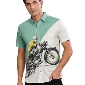 BULLMER Trendy Regular Fit Printed Half Sleeve Shirt for Men