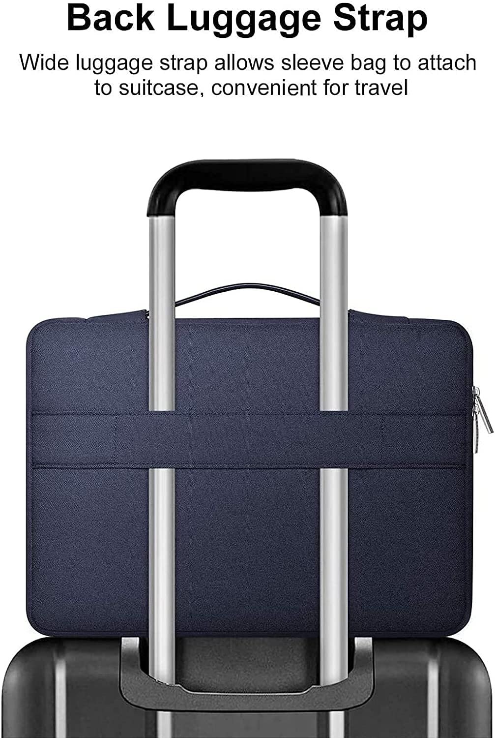 MOCA 360 Protective Laptop Sleeve Compatible with MacBook Pro 16 inch, 15 15.4 15.6 inch Dell HP Asus Acer Samsung Sony Chromebook, Polyester Bag with Trolley Belt (Navy Blue, 16 Inch) - Image 5