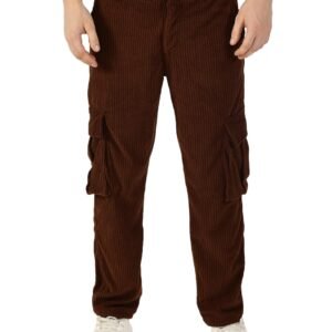 Thomas Scott Men’s | Solid | Light Weight | 6 Pockets | Mid Rise | Regular Fit | Cotton Polyester Blend | Button Waist | Cargo | Trouser | Pants