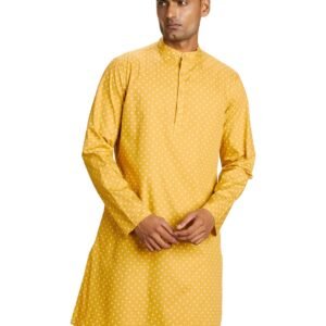 Amazon Brand – Symbol Men Cotton Printed Long Kurta (Regular Fit)