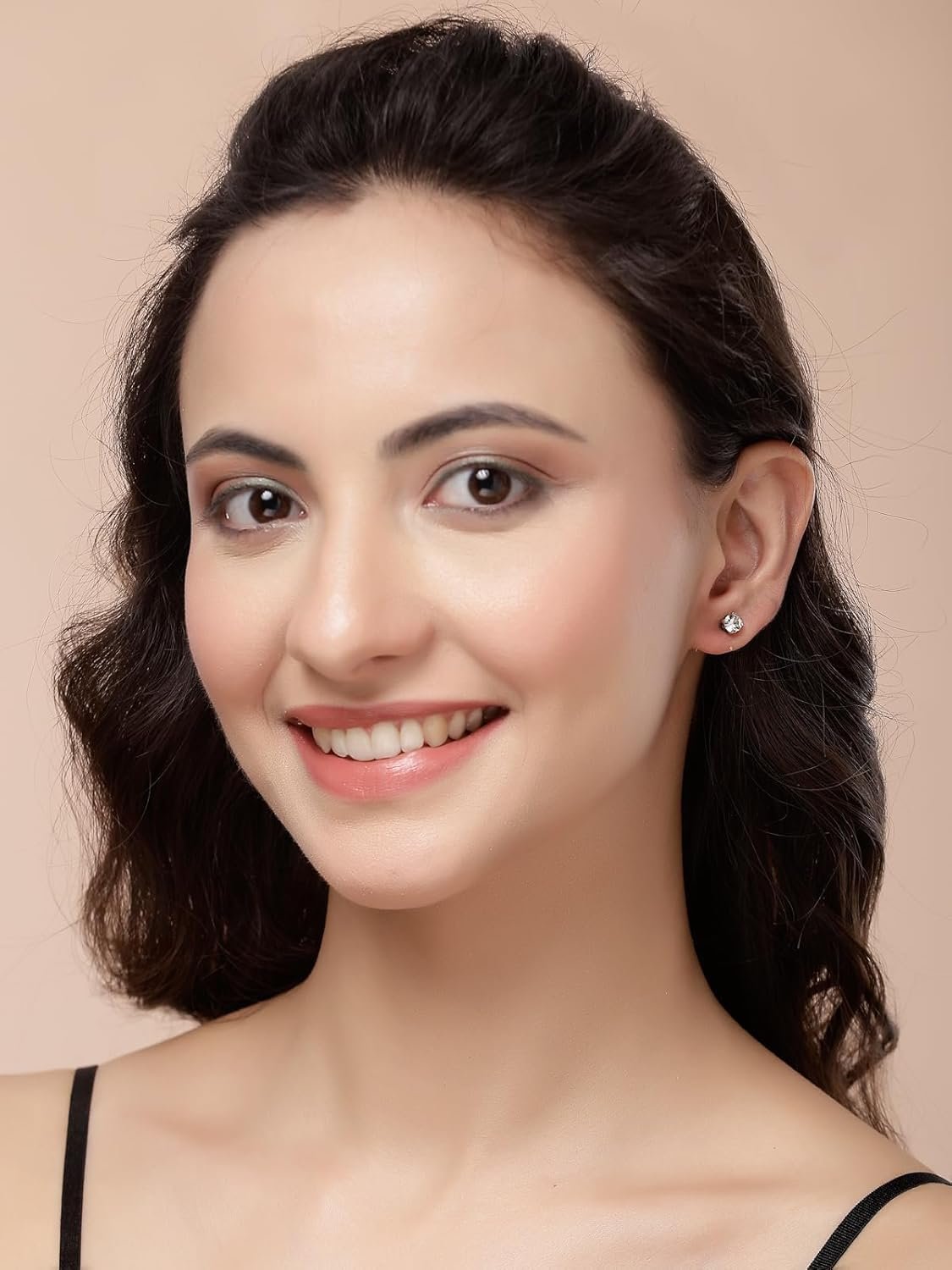 Scintillare By Sukkhi Silver Metal 6 mm Magnetic Crystal Stones Studded Non-Pierced Earrings for Women & Girls |Jewellery for Men & Boys|E107242 - Image 2