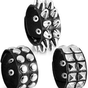 GZRC-YDDK 3Pcs Gothic Jewellery, Punk Jewellery Bracelet Set, Gothic Bracelets for Men Suitable for Rock Concerts and Punk Fashion Outfits
