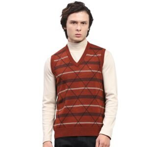 Monte Carlo Mens Self Design V Neck Sleeveless Sweater (1243356SL)