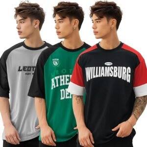 LEOTUDE Men Polycotton Classy Look Dri-Fit Round Neck Half Sleeve Tshirt| Colorful Oversized Fit T-Shirt for Mans