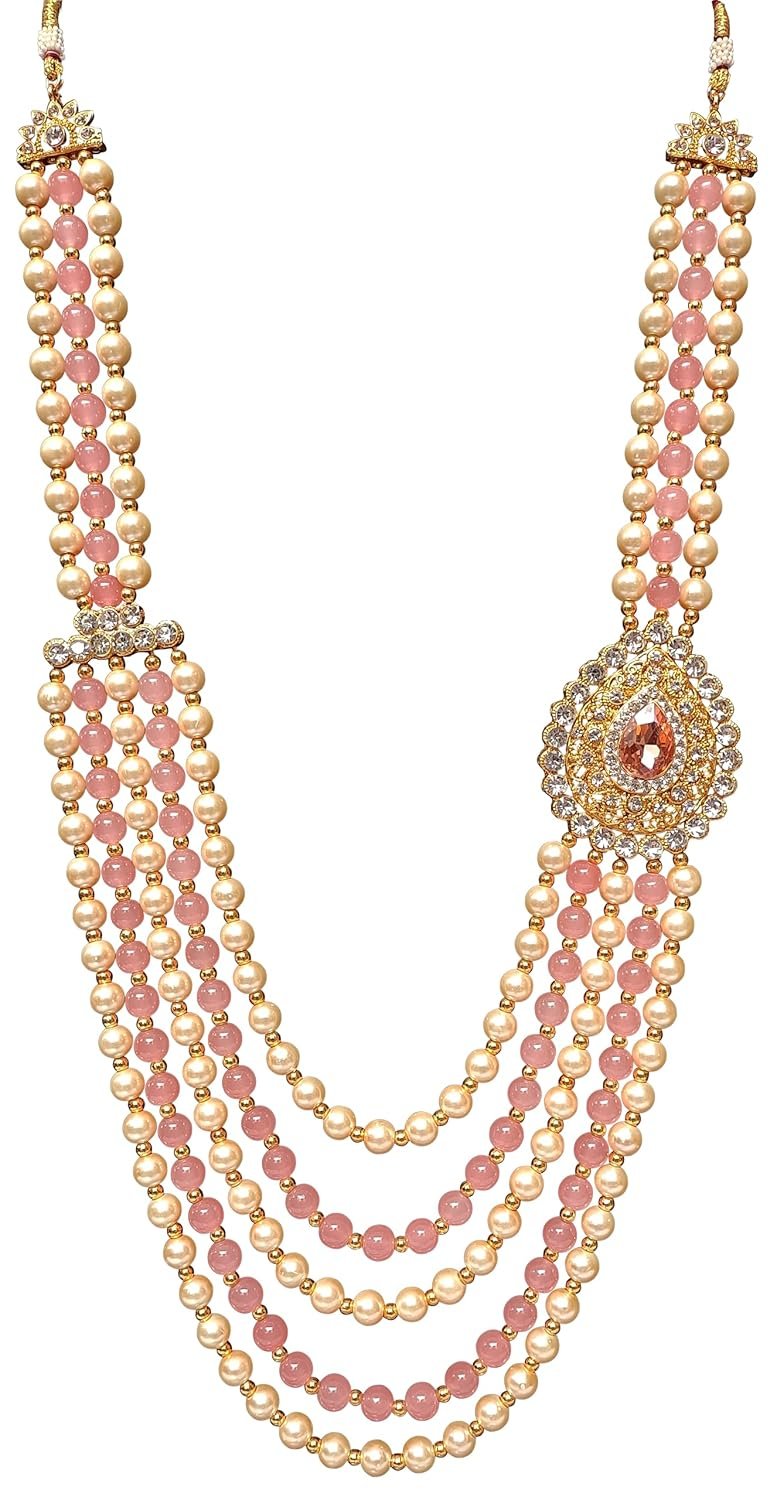 RAADHE CREATION Pearl Base Metal and Dulha Moti Mala Haar Necklace for Men's