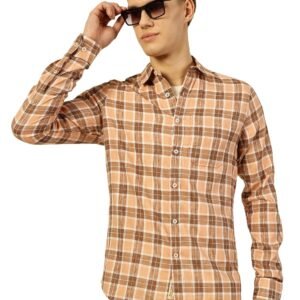 Thomas Scott Men’s | Checks | Full Sleeve | Slim Fit | Linen Blend | Single Pocket | Spread Collar | Casual Shirt