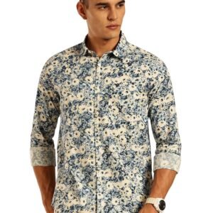 Thomas Scott Men Abstract Printed Spread Collar Cotton Casual Shirt