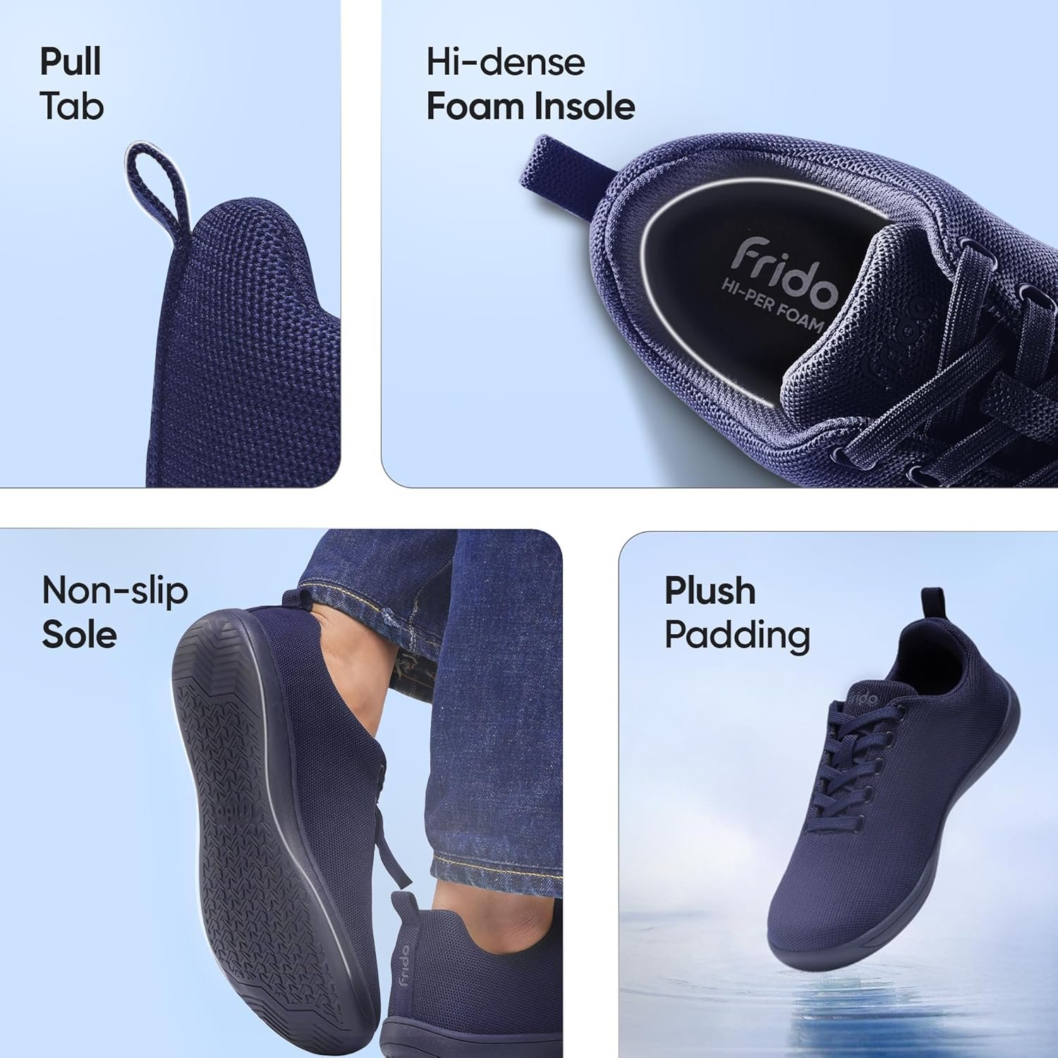 Frido Cloud Comfort Shoes for Men | Zero-Drop Design with Wide Toe Box | Lightweight Breathable Walking Shoes for Natural Movement | Available in Slip-On & Lace-Up Styles Option - Image 3