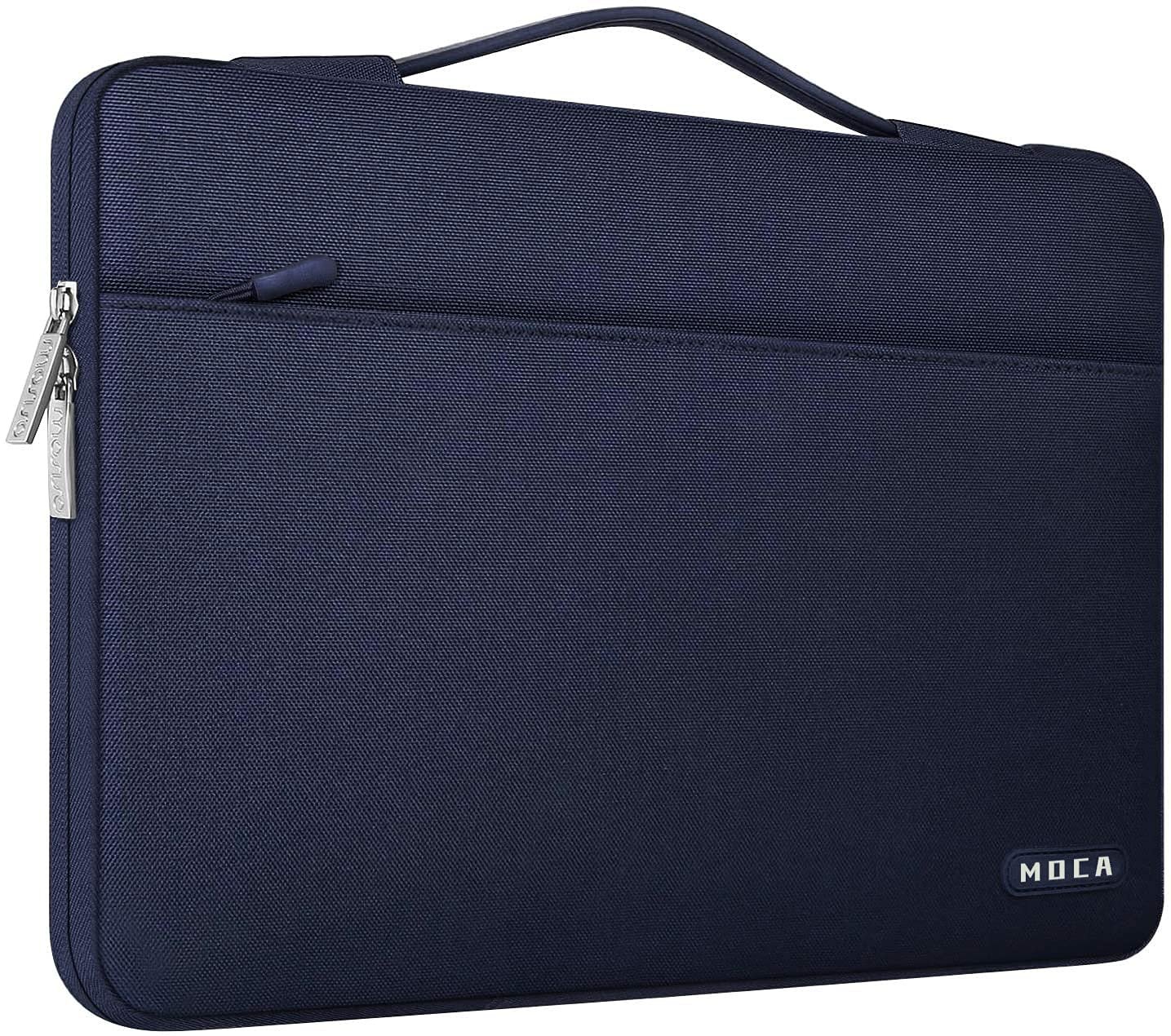 MOCA 360 Protective Laptop Sleeve Compatible with MacBook Pro 16 inch, 15 15.4 15.6 inch Dell HP Asus Acer Samsung Sony Chromebook, Polyester Bag with Trolley Belt (Navy Blue, 16 Inch)