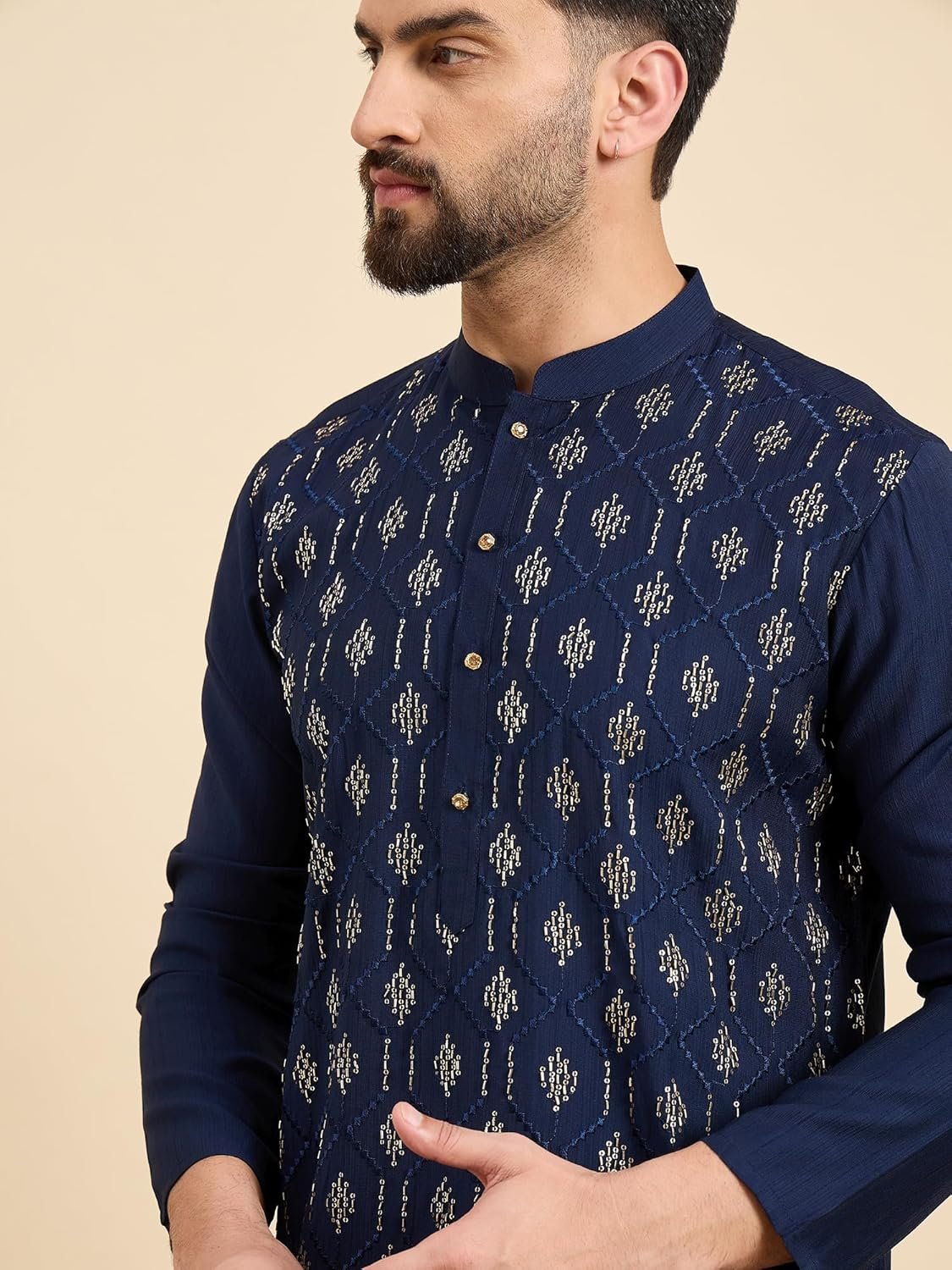 Amazon Brand - Tavasya Men's Rayon Blend Geometric Regular Kurta - Image 5