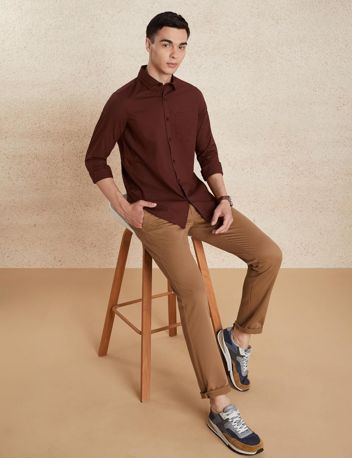 Amazon Brand - Symbol Men's Solid Slim Fit Cotton Casual Shirt | Plain | Full Sleeve | Summer (Available in Plus Sizes) - Image 3