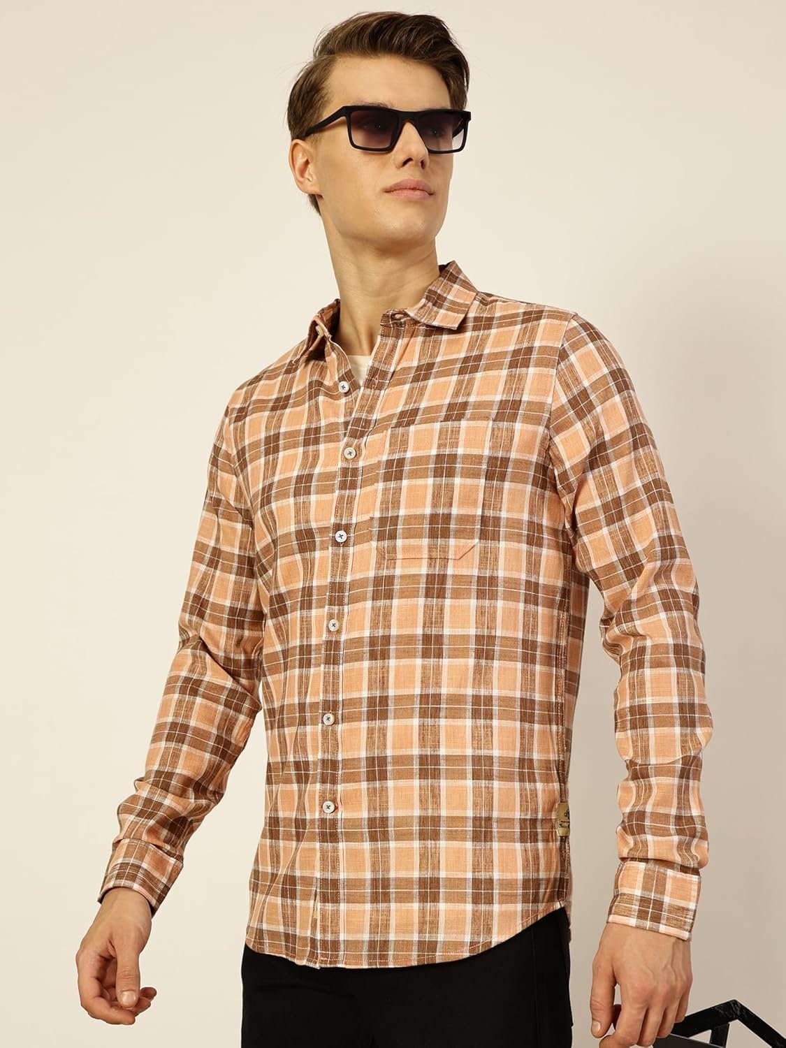 Thomas Scott Men's | Checks | Full Sleeve | Slim Fit | Linen Blend | Single Pocket | Spread Collar | Casual Shirt - Image 2