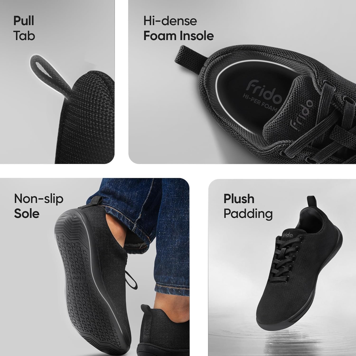 Frido Cloud Comfort Shoes for Men | Zero-Drop Design with Wide Toe Box | Lightweight Breathable Walking Shoes for Natural Movement | Available in Slip-On & Lace-Up Styles Option - Image 3