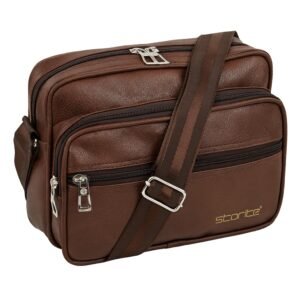 Storite Stylish Small PU Leather Sling Cross Body Travel Office One Side Shoulder Bag for Men Women