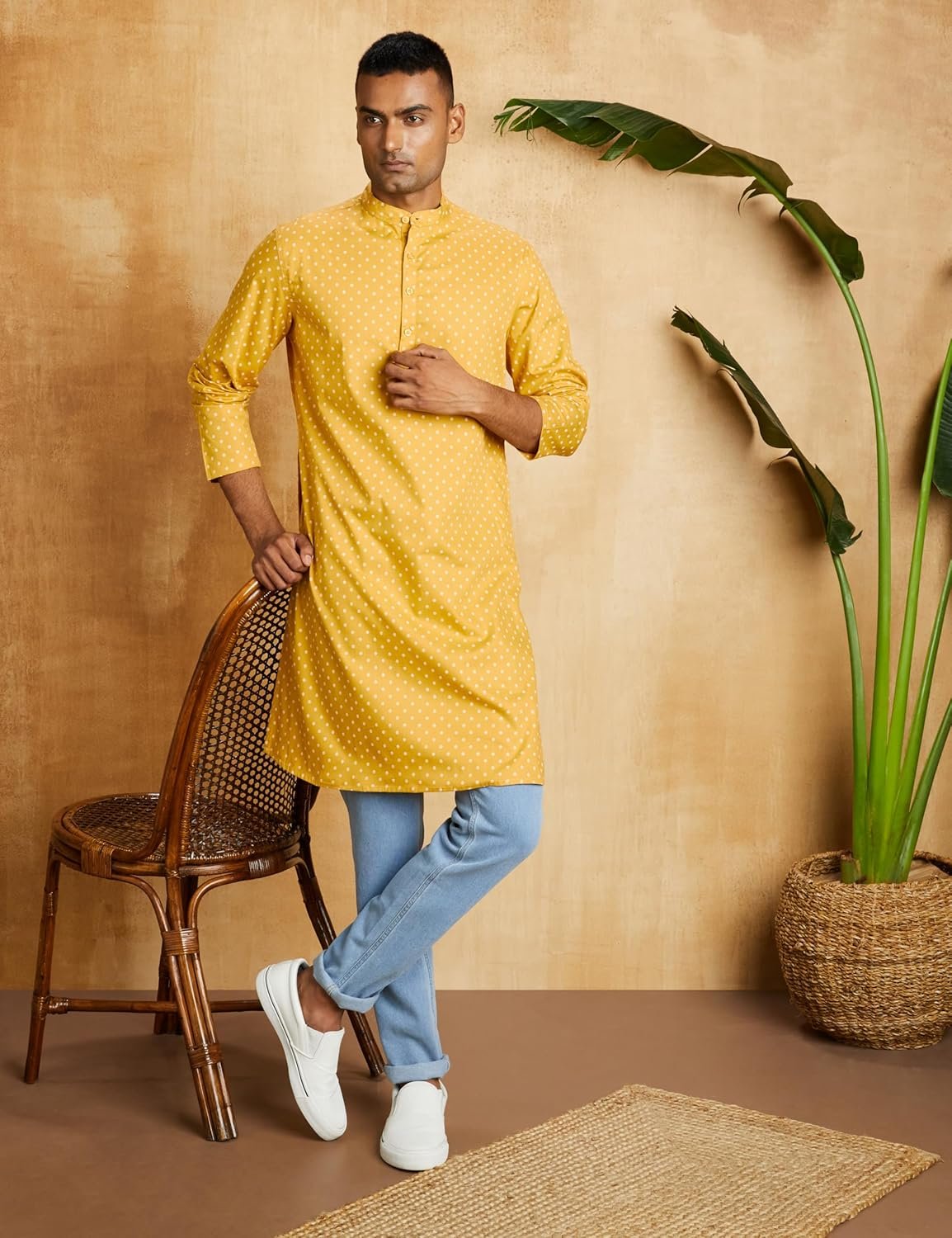Amazon Brand - Symbol Men Cotton Printed Long Kurta (Regular Fit) - Image 3