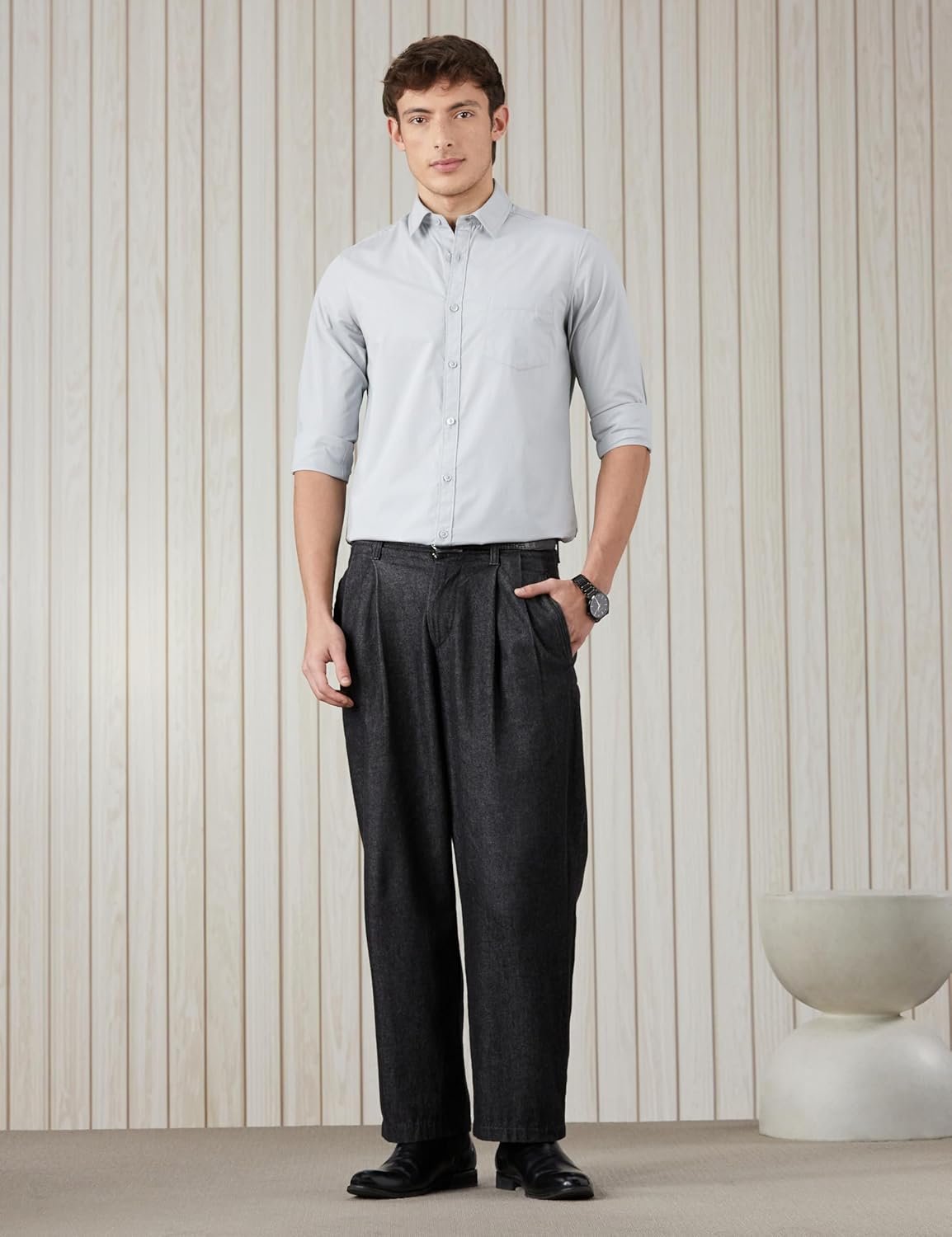 Amazon Brand - Symbol Men's Solid Slim Fit Cotton Casual Shirt | Plain | Full Sleeve | Summer (Available in Plus Sizes) - Image 3