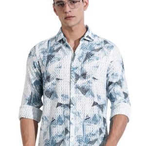 Thomas Scott Men Classic Slim Fit Opaque Casual Shirt