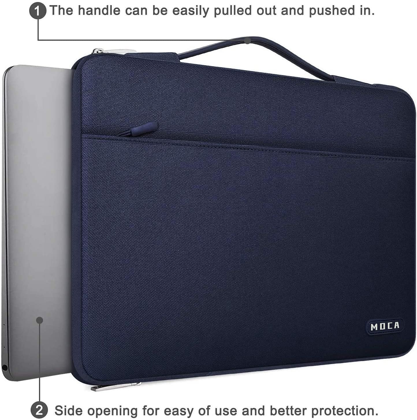 MOCA 360 Protective Laptop Sleeve Compatible with MacBook Pro 16 inch, 15 15.4 15.6 inch Dell HP Asus Acer Samsung Sony Chromebook, Polyester Bag with Trolley Belt (Navy Blue, 16 Inch) - Image 6