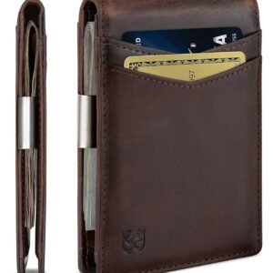 SERMAN BRANDS Money Clip Wallet – Mens Wallets slim Front Pocket RFID Blocking Card Holder Minimalist Mini Bifold
