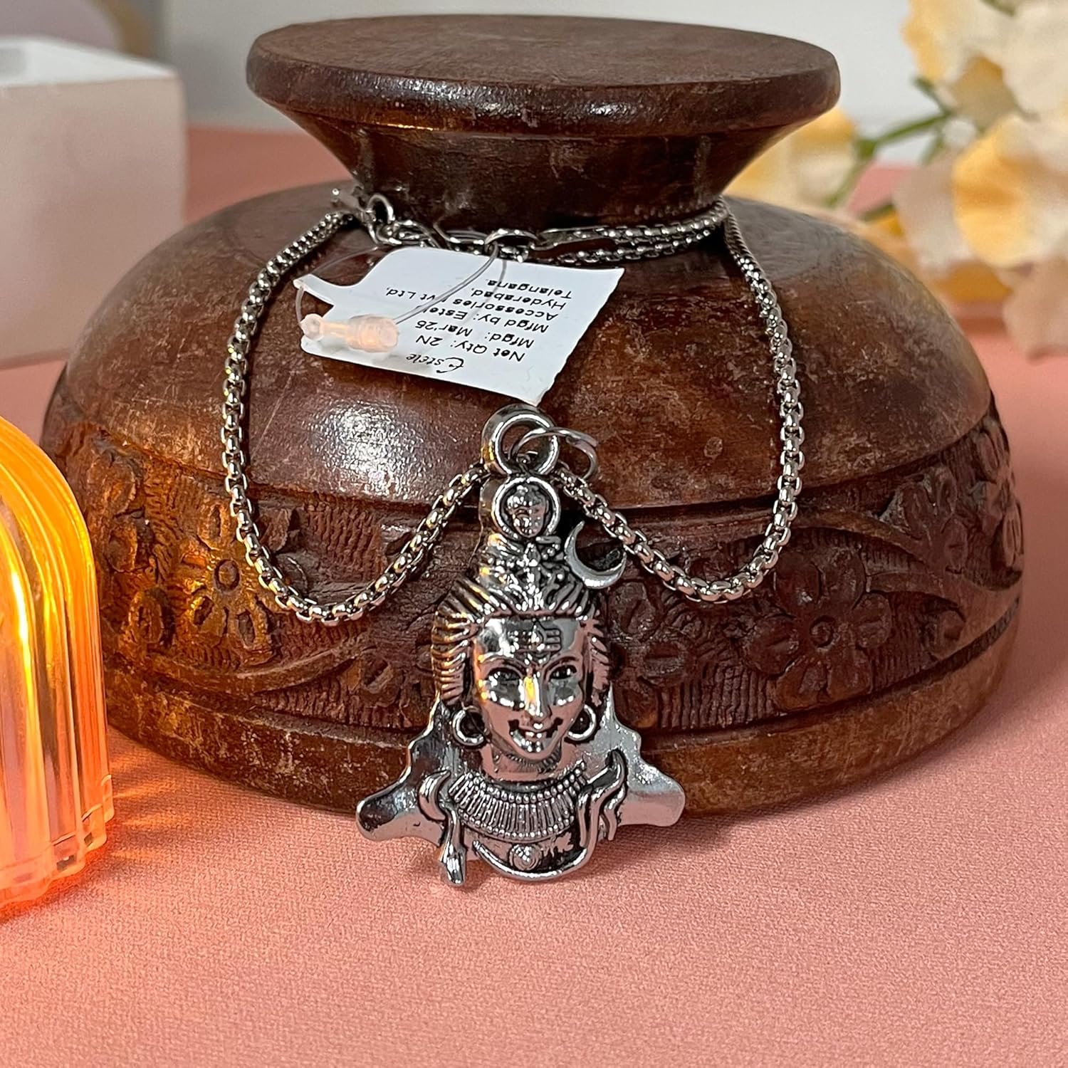 Mahadev Lord Shiva Locket with Chain for Men & Women: Oxidized Silver Plated Mahakal Lord Shiva Pendant – Auspicious & Protective Jewelry for Daily Wear – OSAK046-IROX PENDANT - Image 2