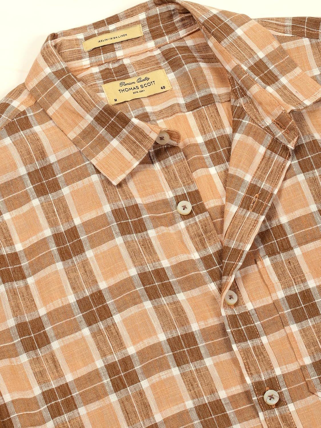 Thomas Scott Men's | Checks | Full Sleeve | Slim Fit | Linen Blend | Single Pocket | Spread Collar | Casual Shirt - Image 6